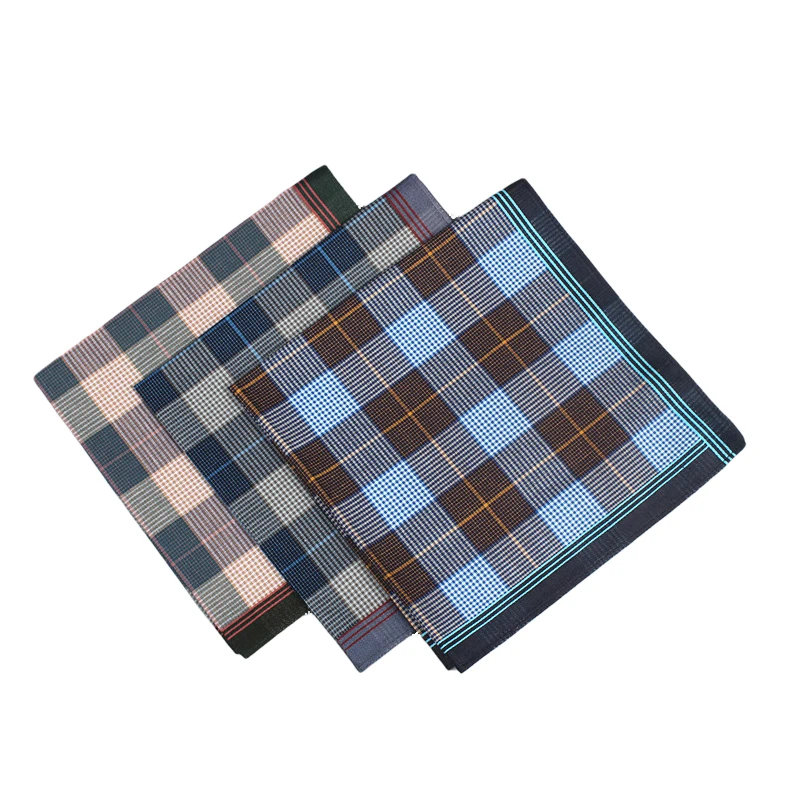 15.7in Men\'s striped cloth handkerchief, suit small square grid cloth, home decoration, outdoor decoration, 6PCS, thin style