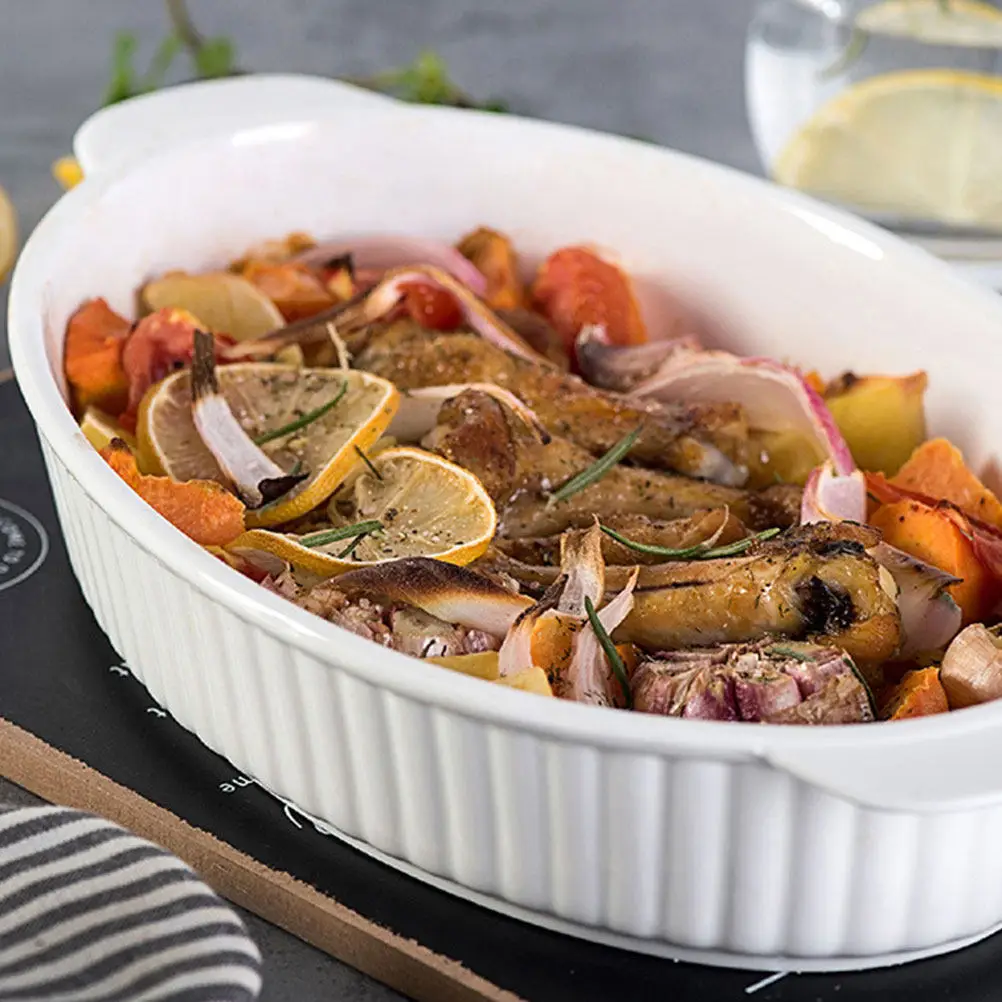 Premium Ceramic Baking Dish Oval High Temperature Resistant Microwave Oven Safe Dishwasher Friendly for Lasagna Cheesecake