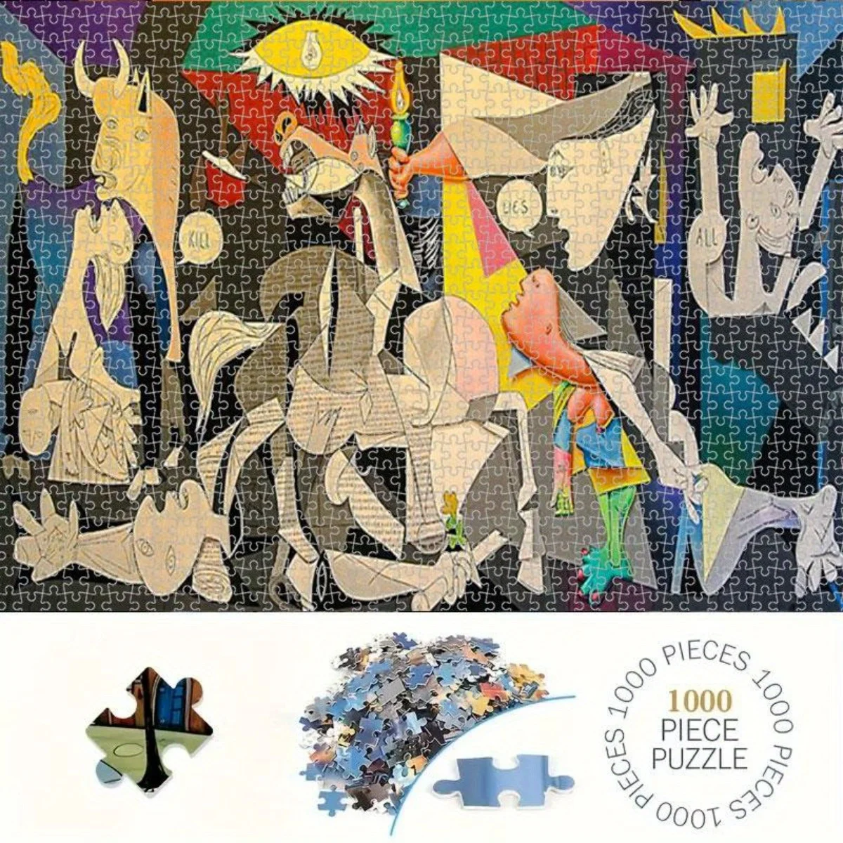 [Vibrant Picasso Puzzle] 1000 Stück Vibrant Guernica von Pablo Picasso Puzzle – Reproduktion für moderne Kunst, herausfordernde DIY-Intellige