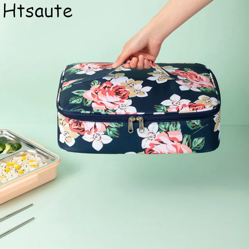 Outdoor Insulated Lunch Bag Women Printed Insulated Food Bag For Camping Hiking Travel Picnic,Lunch Cooler with Dual Compartment