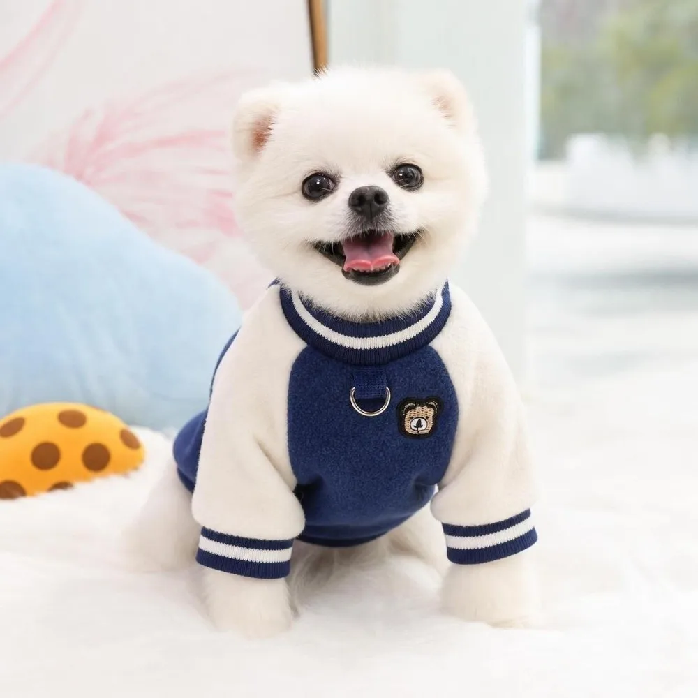 Modische Herbst-Winter-Hundebekleidung, warme Fleece-Hundejacke, winddicht, mit Ringe, verdickter Hundesportanzug für kleine und mittelgroße Hunde – Detail 4