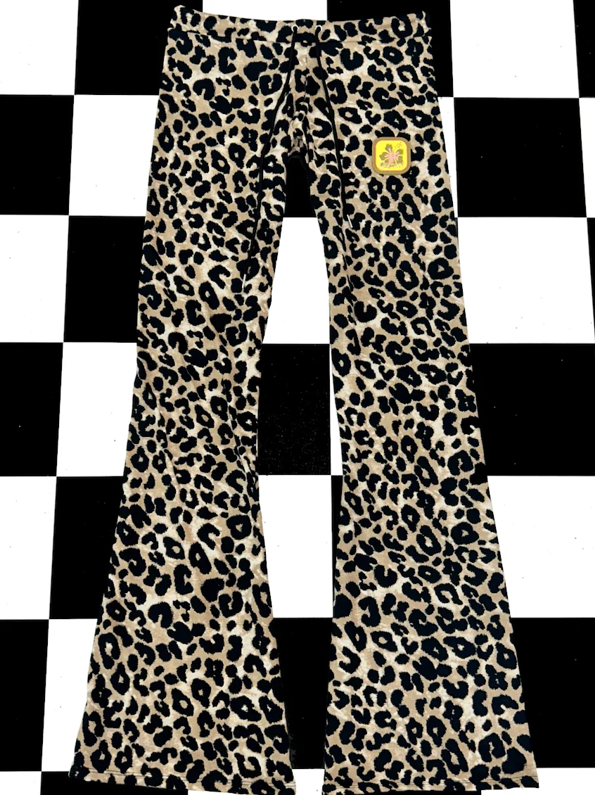 Chic punk rock fashion emo leopard printed trousers sexy slim fit Y2K Harajuku American retro aesthetic bottoms print streetwear