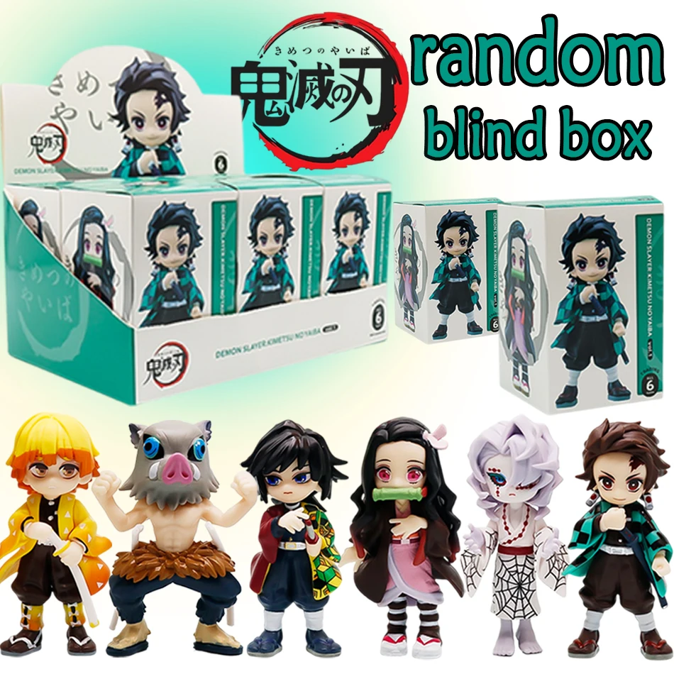 

1-6 шт. Demon Slayer Tanjiro Kamado Nezuko аниме мультяшная фигурка слепая коробка статуя модель орнамент подарки на праздник/день рождения