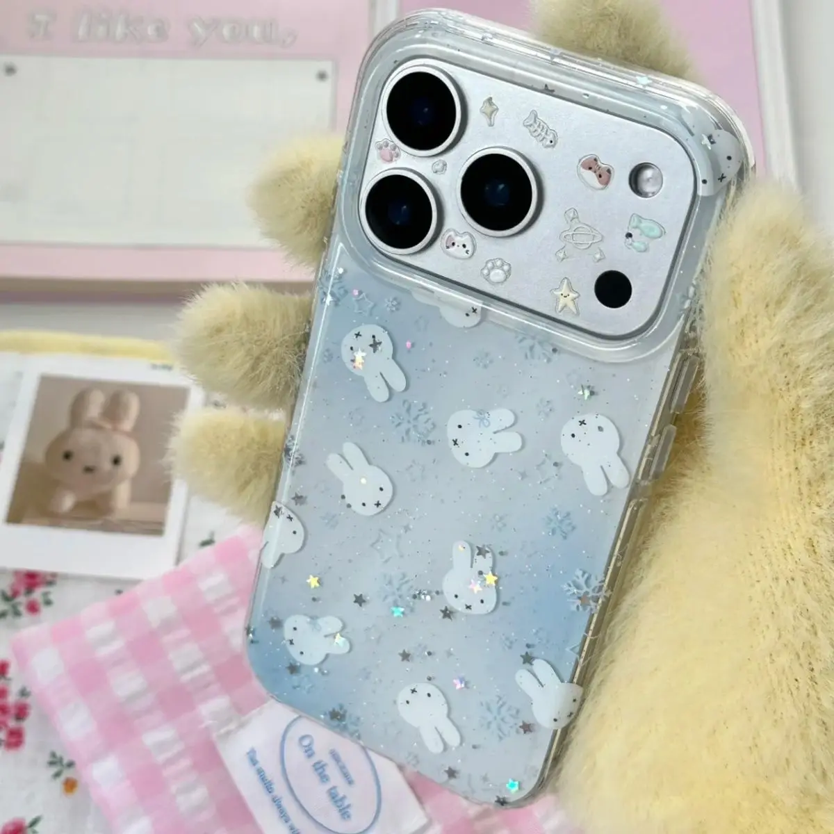 Cartoon Miffy Round Edge Double Layer Phone Cover Cute Protective Case For iPhone 17 Pro Max 16 Pro 15 Pro Anti Fall Phone Shell