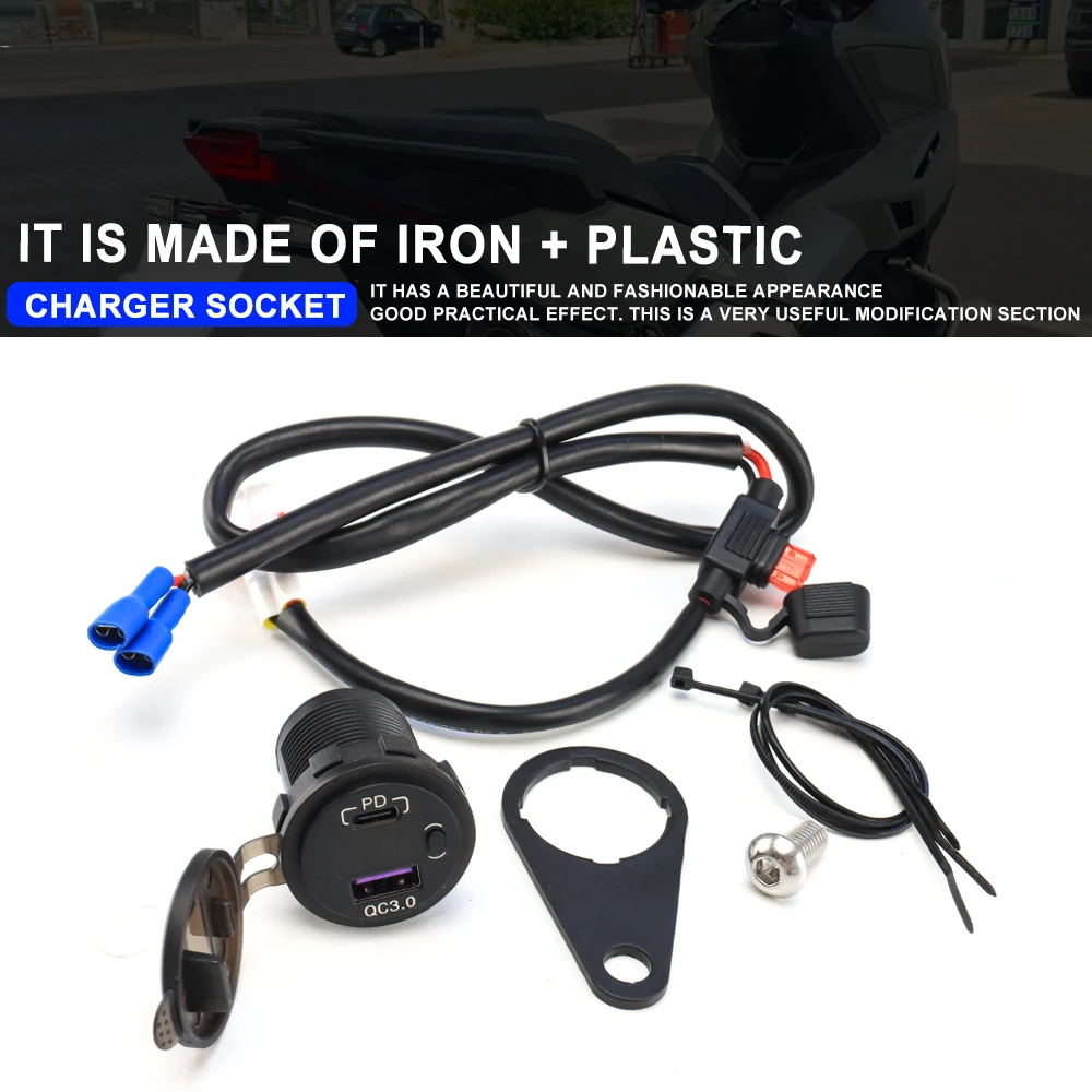 Passend für MT-07 MT-09 XSR900 Tracer 900 GT Motorrad, schnelles Aufladen, Dual-USB-Kabel-Adapter, wasserdichtes Zubehör