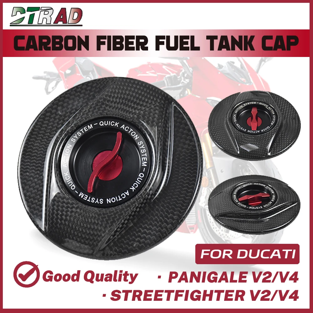 

2018-2025 For DUCATI Panigale V4 R V2 Streetfighter V4S V2 Carbon Fiber Keyless Fuel Tank Cap Quick Release Gas Oil Petrol Cover