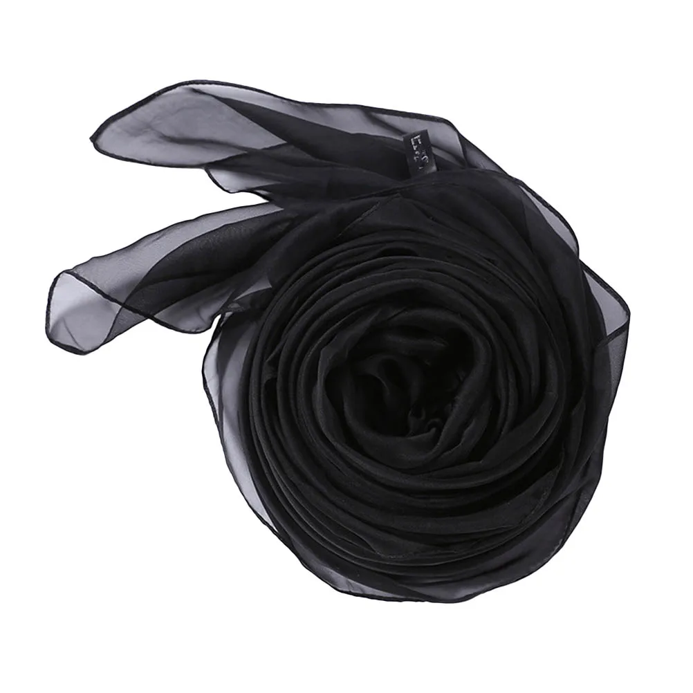 

Summer Sun Protection Scarf Lightweight Chiffon Beach Wrap Breathable Solid Color Black For Outdoor Women'S Scarf Wrap