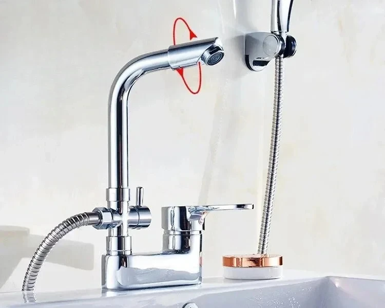 Multifunktionaler Waschtischhahn, Badezimmer-Mischbatterie, Aufsatz-Waschbeckenarmatur für den Haushalt, Warm- und Kaltwassermischventil – Detail 4