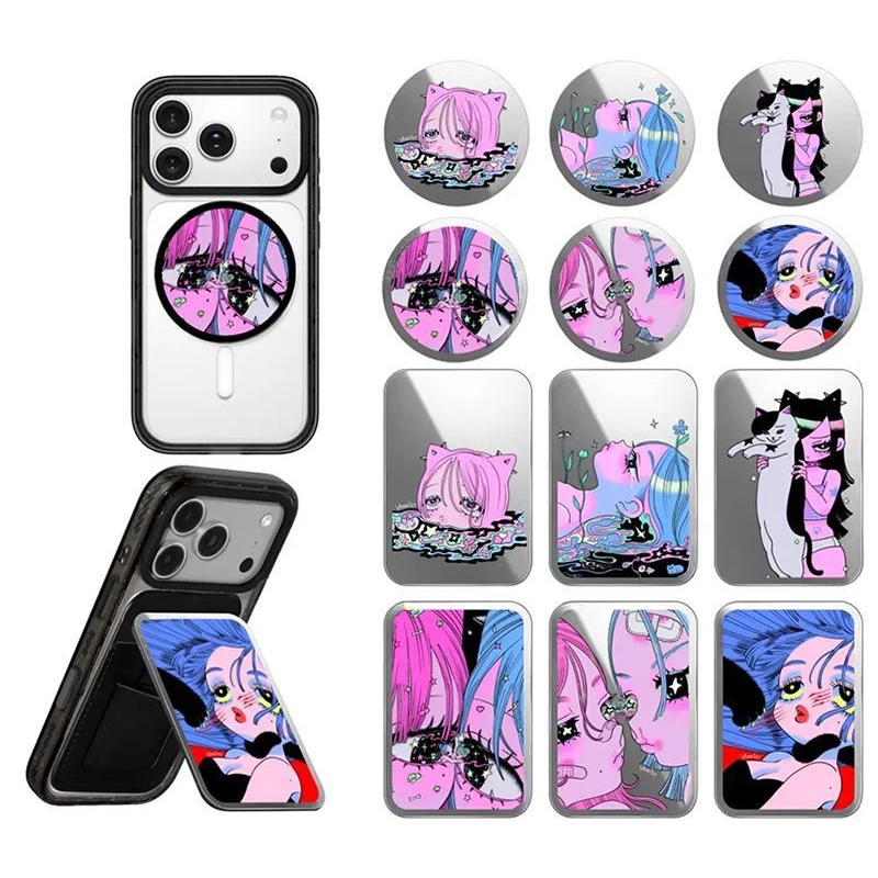 

Anime Cat's Ears Girls Magnetic Grip Card Holder Phone Stand for IPhone Holder Mount Support for Galaxy Phone Accessories