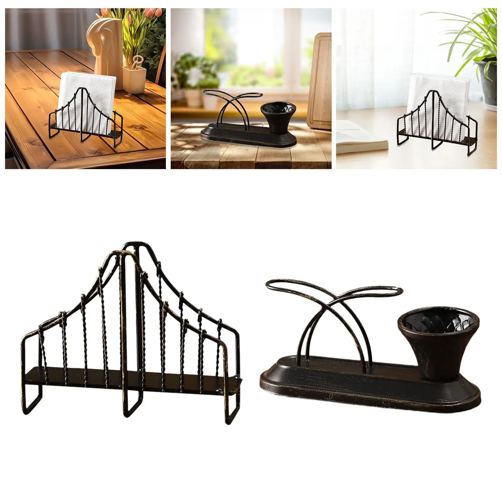 

Iron Napkin Holder Sturdy Napkin Dispenser for Table Elegant Napkin Storage Organizer for Cafe Dining Room Restaurant Bar Decor
