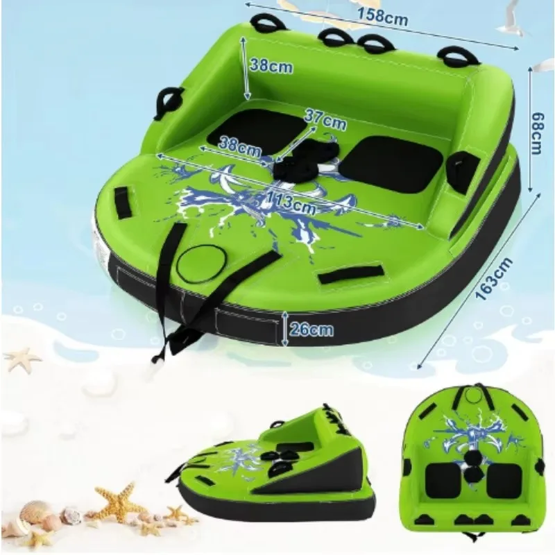 FDS 2 Person Towable  Water Raft Tube for Boating, Large Towable Tube Inflatable for Adults Water Sports, Floating Raft Boat