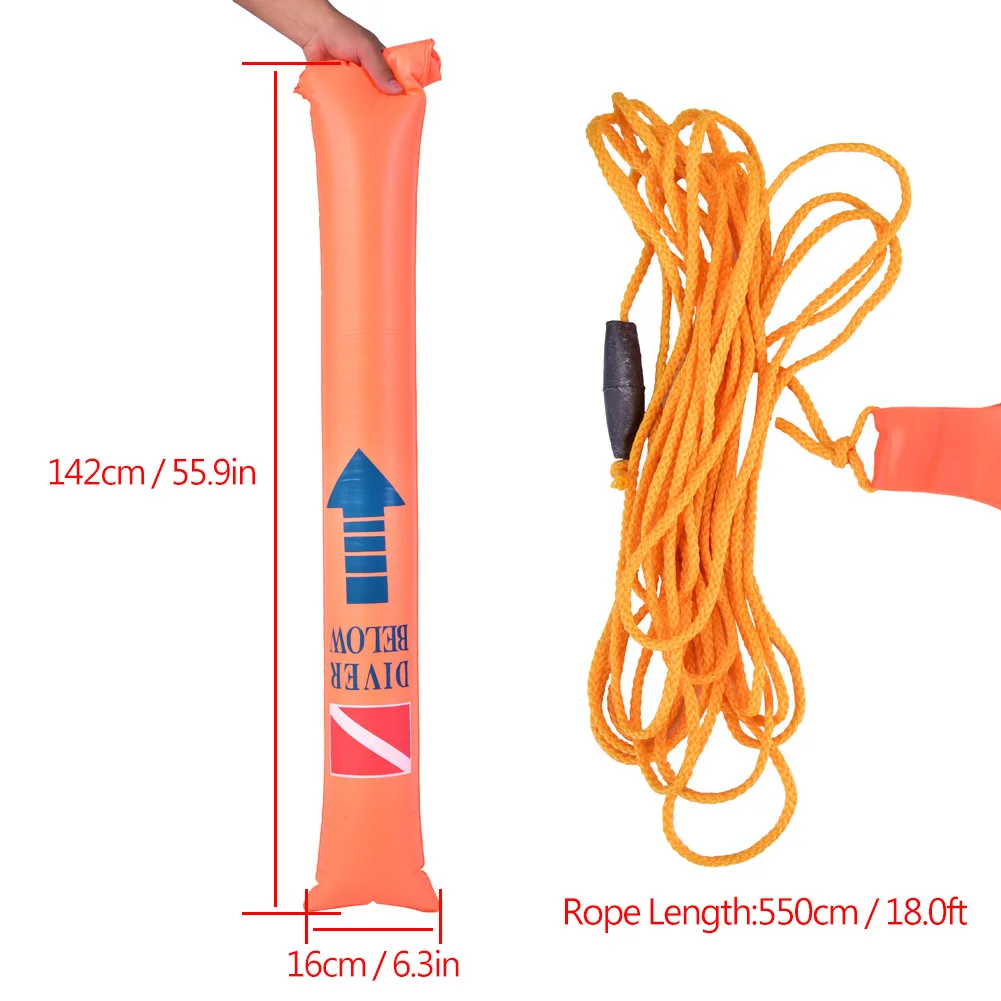 Orange PVC Scuba Diving Safety Inflatable Surface Marker Buoy with Quick Inflation