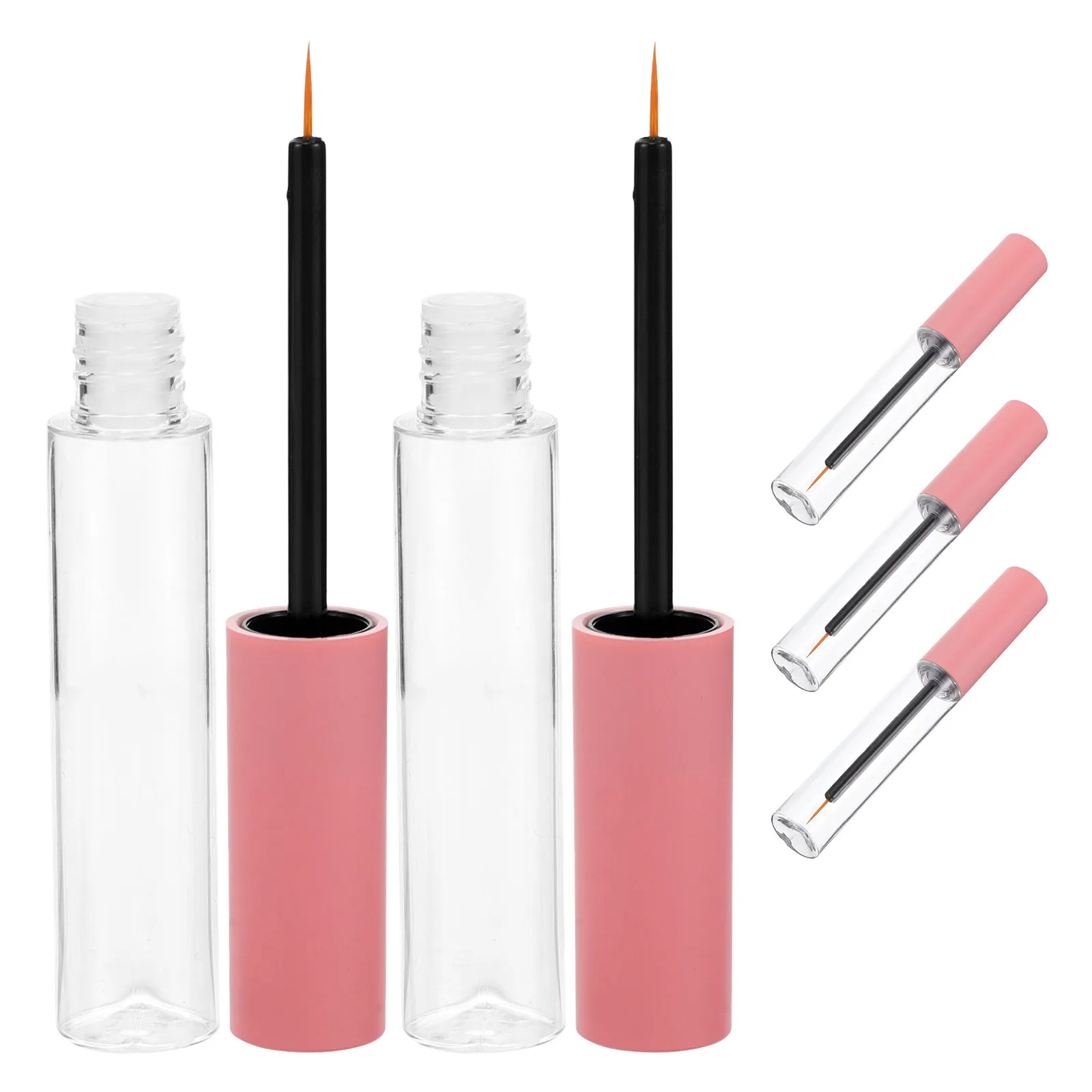 

5pcs 10ml DIY Empty Eyeliner Tubes Clear Lip Gloss Container Pink Portable Sturdy Dispensing Eyelash Liquid Bottle