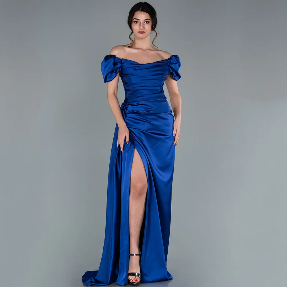 Elegante Mutter der Braut Kleider 2023 Off Schulter Meerjungfrau Hochzeit Gast Kleider Lange Seite Slit Formal Abendkleid Nach maß