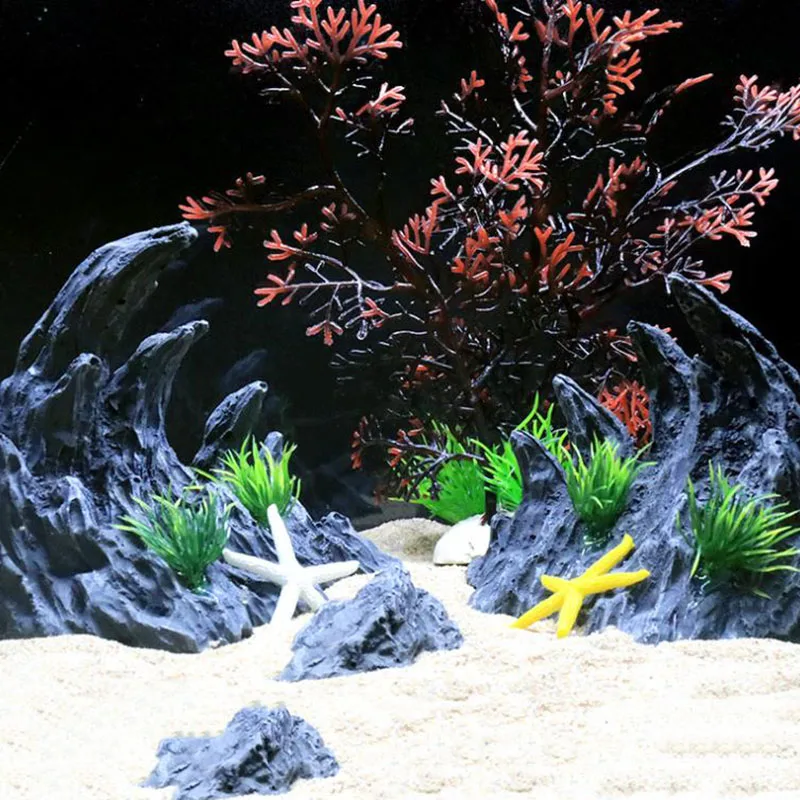 Resin Aquarium Decoration Fish Tank  Simulated Canyon Ornament Acuario Rocks for Aquarium Fish Decor 2pcs