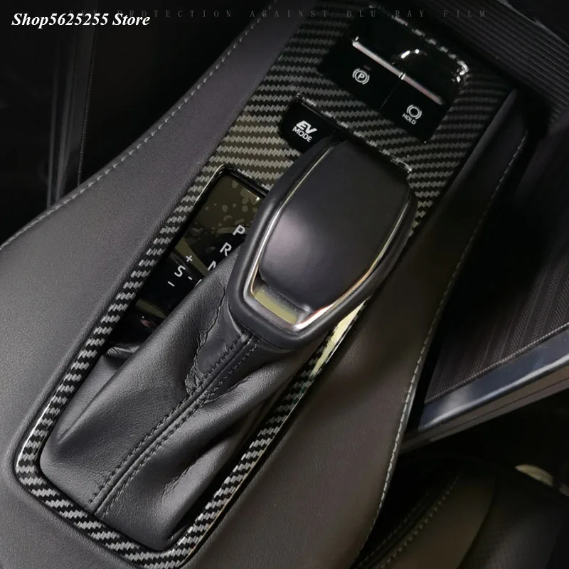 Car Styling for Toyota Harrier 2021 2022 Carbon Fiber Sticker Gear Panel Frame Cover Central Console Gear Shift Protection Trim