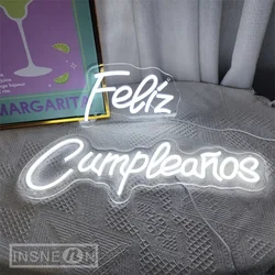 Feliz Cumpleanos Neon LED segni spagnolo compleanno Decor estetico per la parete della stanza festa camera da letto Neon Sign Boy Girl Gifts Neon Light