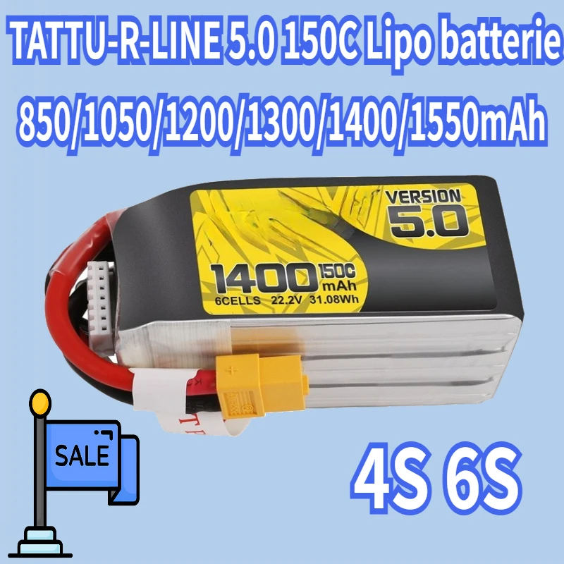 

2Pcs TATTU-R-LINE 5.0 150C Lipo Battery 850/1050/1200/1300/1400/1550mAh For RC FPV Airplane Quadcopter Helicopter Drone Parts