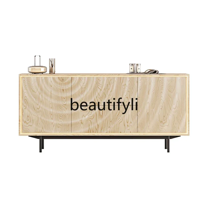 

Wave solid wood dining room side cabinet, antique door cabinet, ash wood modern light luxury decorative cabinet4593