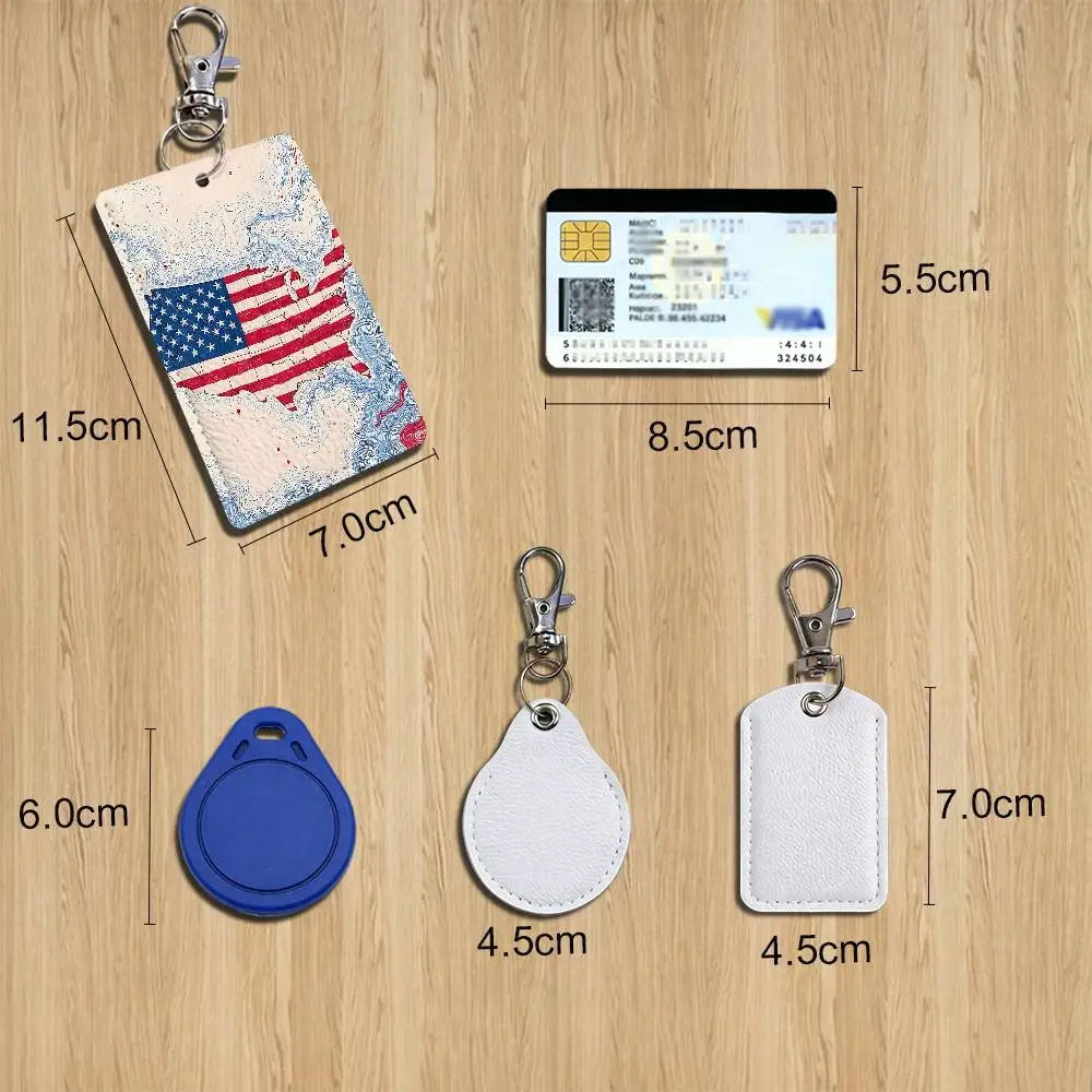 Stars and Stripes American Flag Card Holder With Keychain Executive Protection For Bank Credit Subway Bus Case
