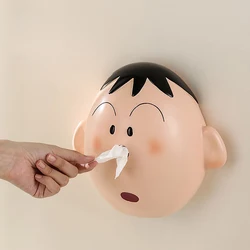 Kawaii Cartoon Paper Roller Creative Household No-Punch Tissue Box Wall Mounted Tissue Box For Kitchen Bathroom