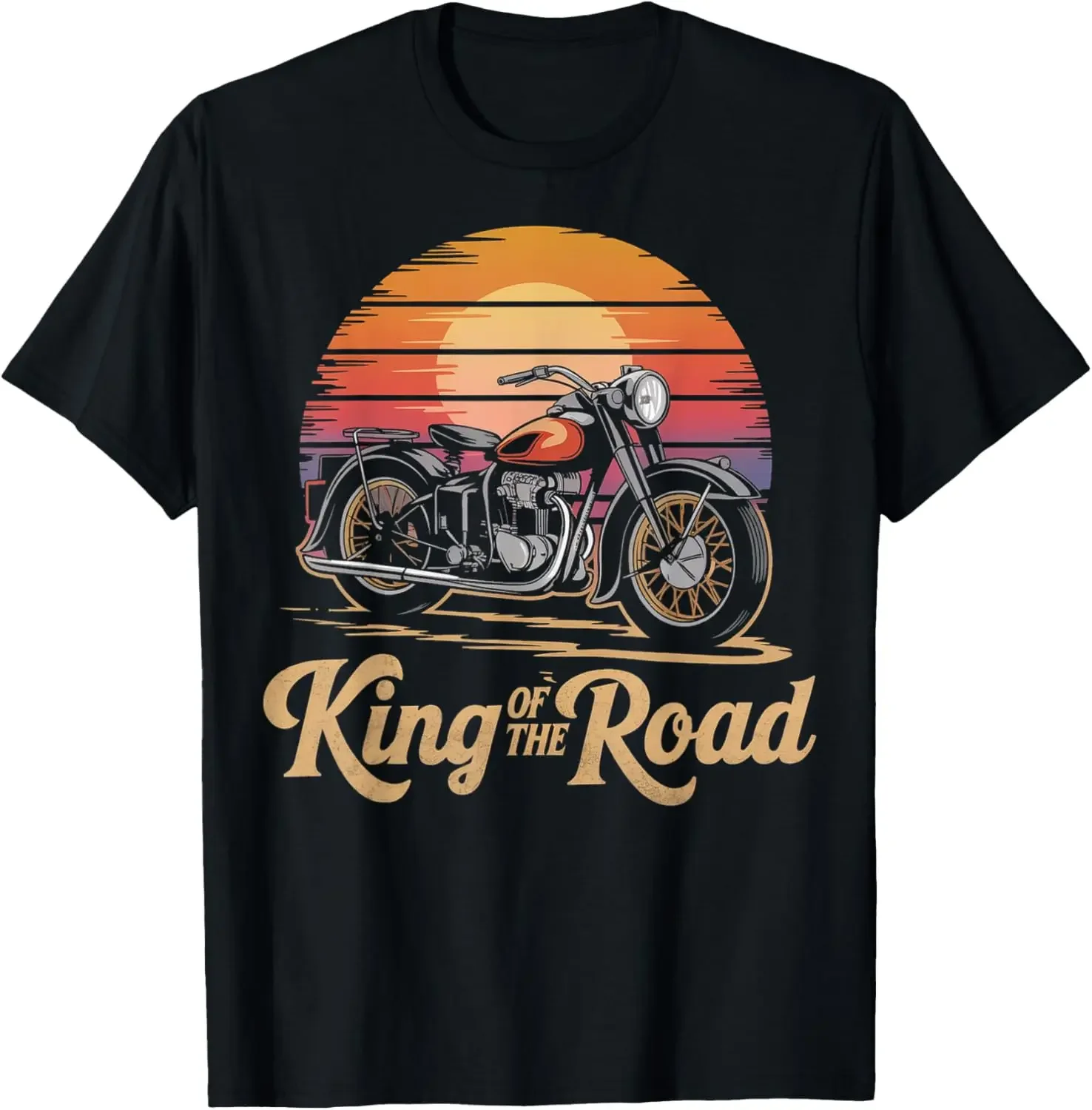 

King Of The Road Vintage Motorcycle Graphic T-Shirt Men's Short Sleeve Crewneck Tee