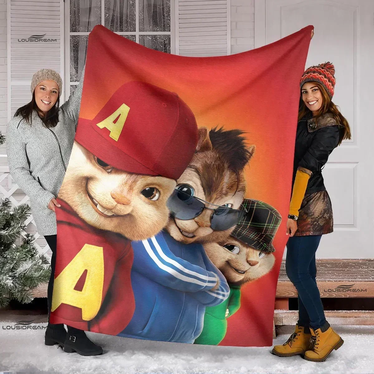 Cartoon Alvin & The Chipmunks Blanket Cute Animal Flannel Fluffy Throw Blanket Children and Adult Gift Sofa Travel Camping