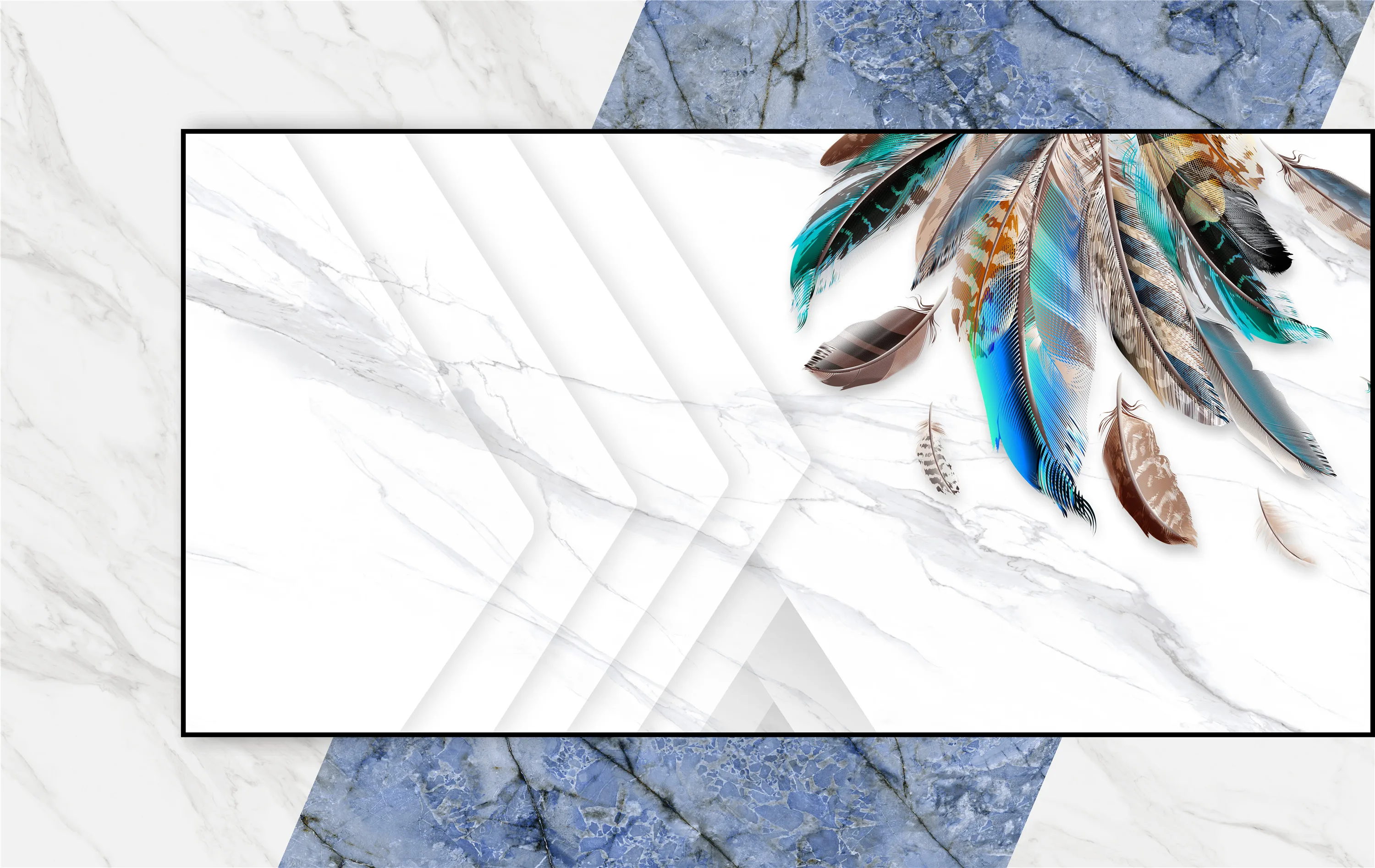 

Индивидуальная фреска в скандинавском стиле, маленькое свежее цветное перо, мрамор, спальня, гостиная, фон, украшение стены, 3d обои