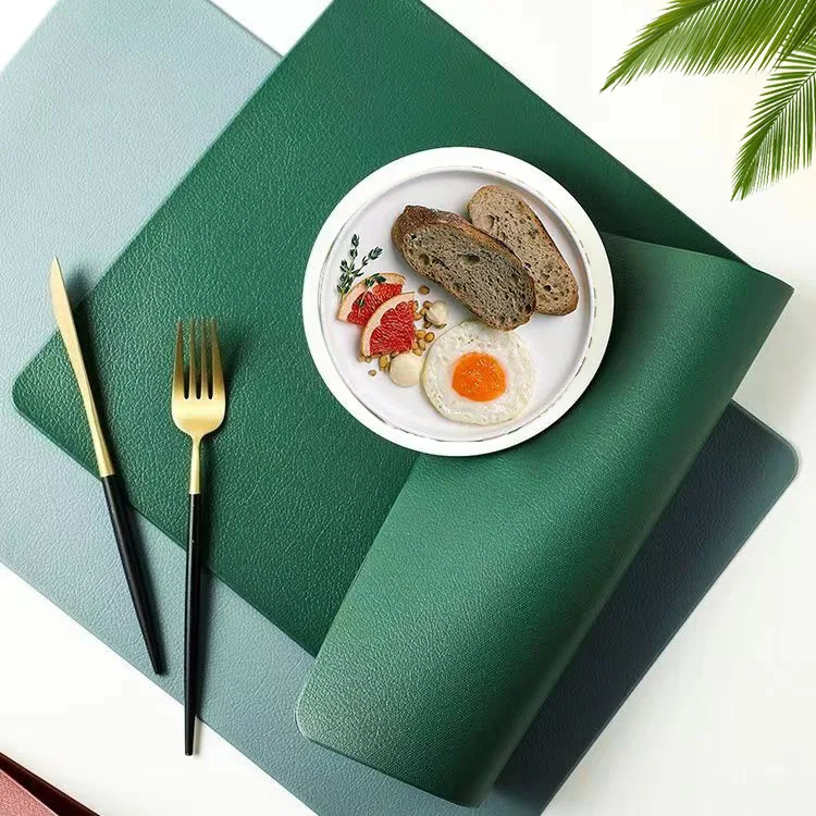 

2PCS Placemats 30x45cm PU Place Mats Wipeable Waterproof Heat Resistant Anti-Slip Easy Clean Solid Color Table Mats for Dining