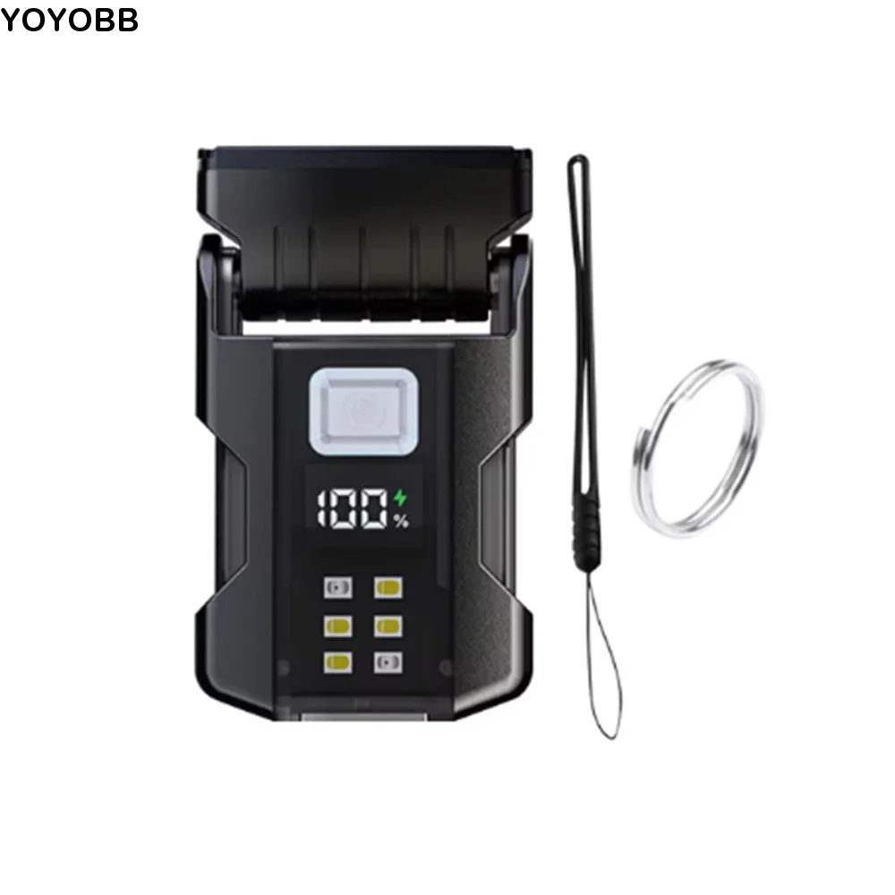 Super Bright Rotatable Flashlight LED Display Tail Magnet Torch Hat Clip Light Waterproof 550LM Keychain Flashlight Outdoor