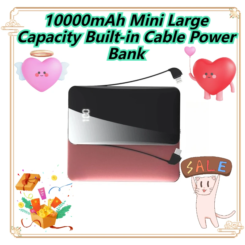 

10000mAh Mini Large Capacity Built-in Cable Power Bank