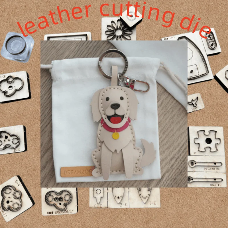 Handmade Leather DIY Golden Retriever Dog Cutting Die, Pet Dog Keychain Pendant Mold, Leather Craft Hand Tool