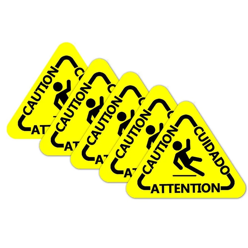 Caution Wet Floor Sign Stickers, Slippery When Wet Safety Signs,10Pcs