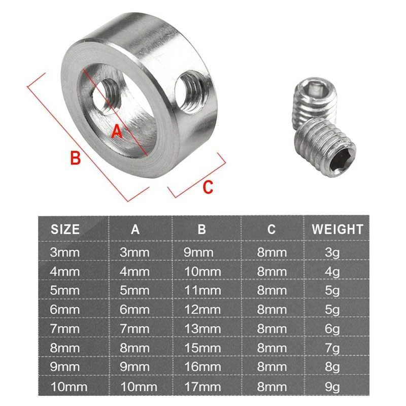 Juego de Collar de tope de profundidad, herramientas de localización, accesorios de broca, posicionador de anillo de acero inoxidable resistente al calor duradero, Plata