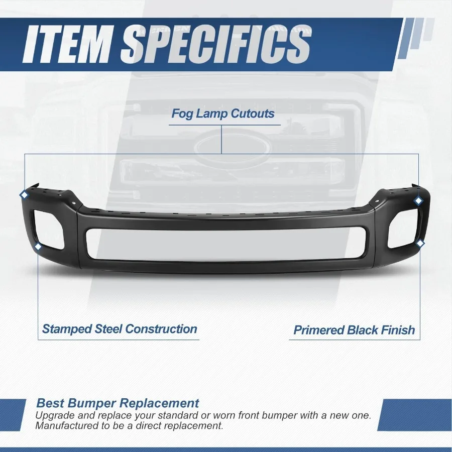 المصد الأمامي تأثير الوجه بار مصممة ل 20112016 فورد F250 F350 شاحنات فائقة التحمل مع انقطاع ضوء الضباب قبعات نهاية غير المصد P