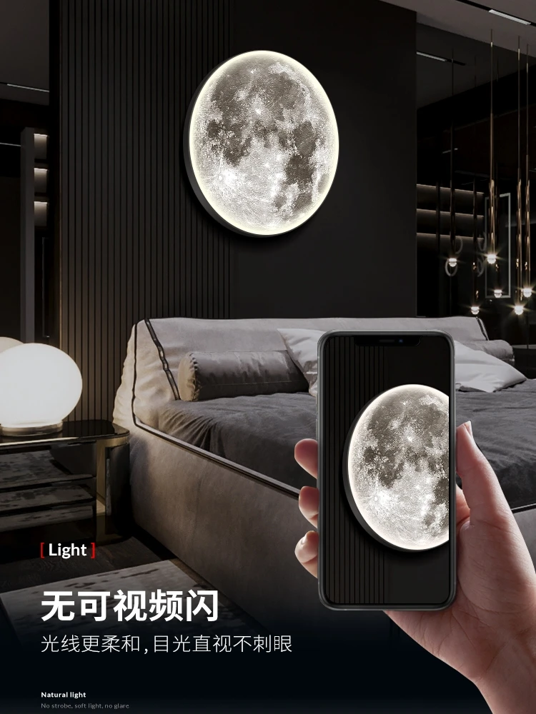 Lámpara de pared LED de Luna moderna, luminaria de iluminación interior para dormitorio, sala de estar, accesorios de decoración del hogar, lustres