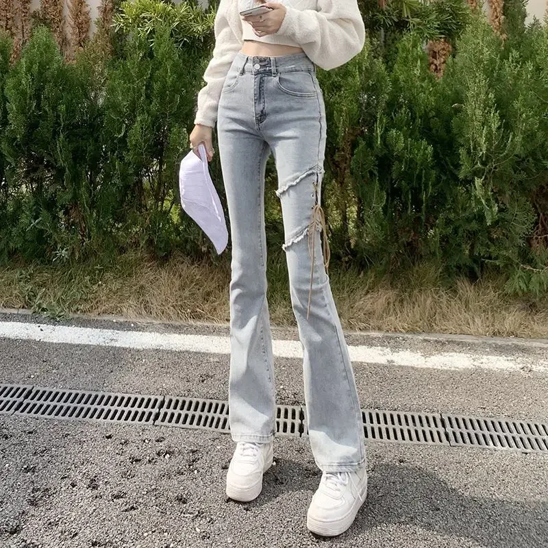 

Denim Pants for Women Straps Trousers Solid Color Womens Jeans Streetwear South Korea Teenagers Gyaru Good Quality Basics Cheap