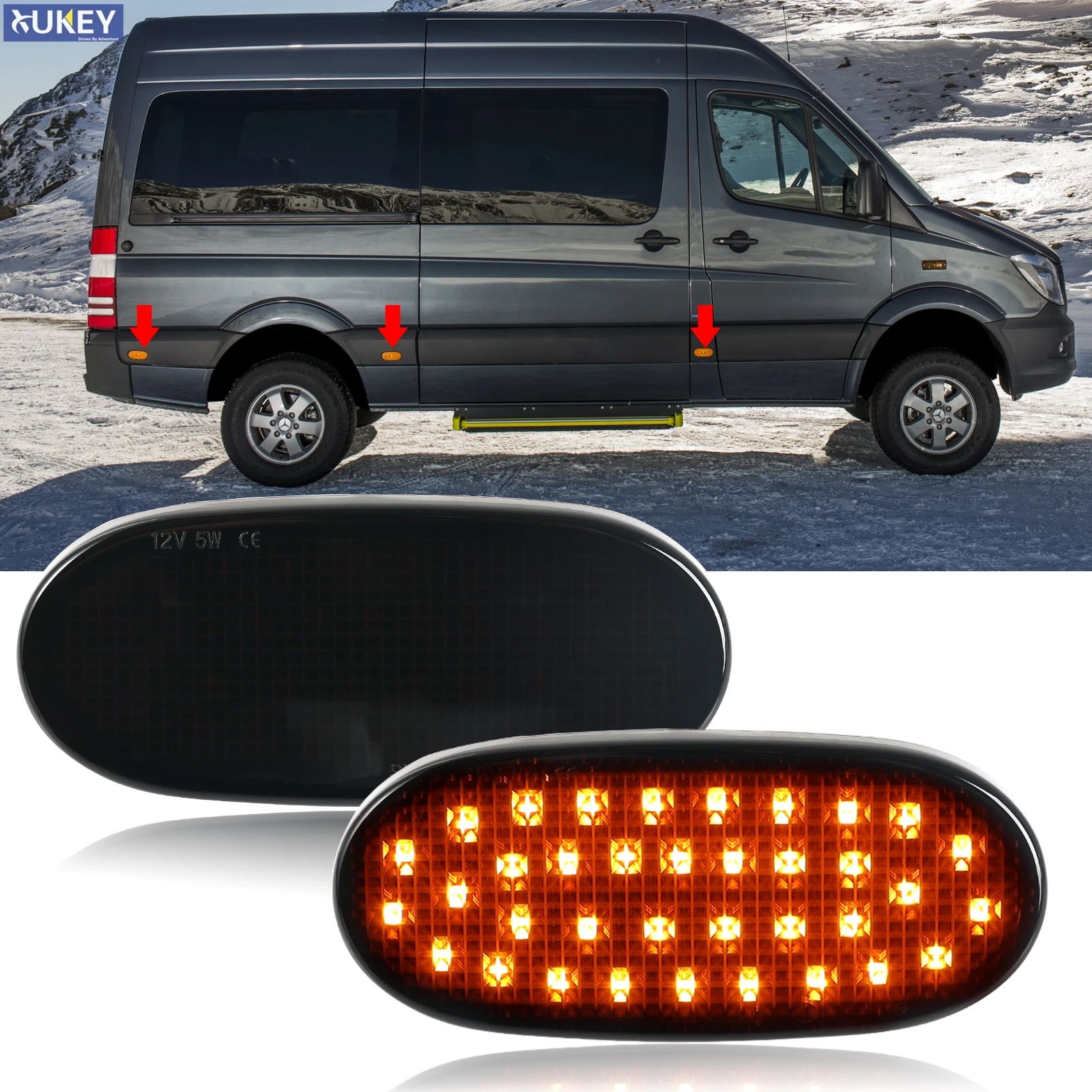 

2x LED Side Amber Marker Indicator Light For Mercedes Sprinter W906 2006-2013 For VW Crafter 2006-2016 Smoked Housing Lamp