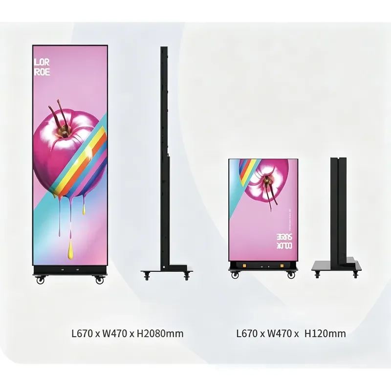 180 Degree Foldable P2.5 Outdoor LED Poster Screen Vertical Commercial Digital Signage Animation Floor Standing Video Wall