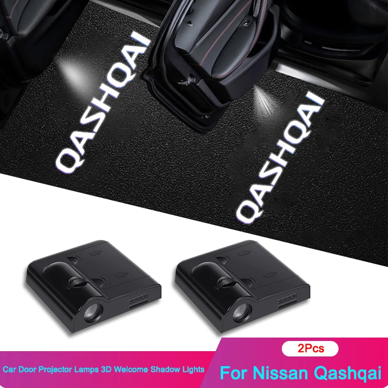 2Pcs LED Car Door logo Projector Ghost Shadow HD Welcome Decorative Light For Nissan Qashqai J10 J11 Auto interior Accessories