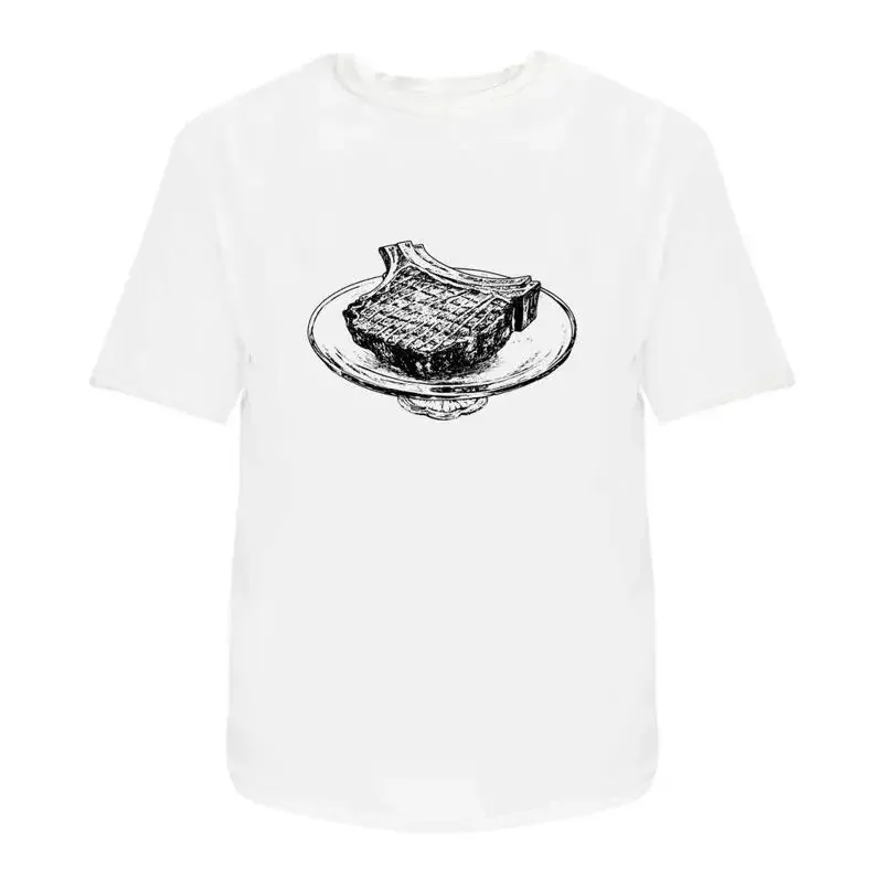 Steak On A Serving Platter' Cotton T Shirt Ta051576