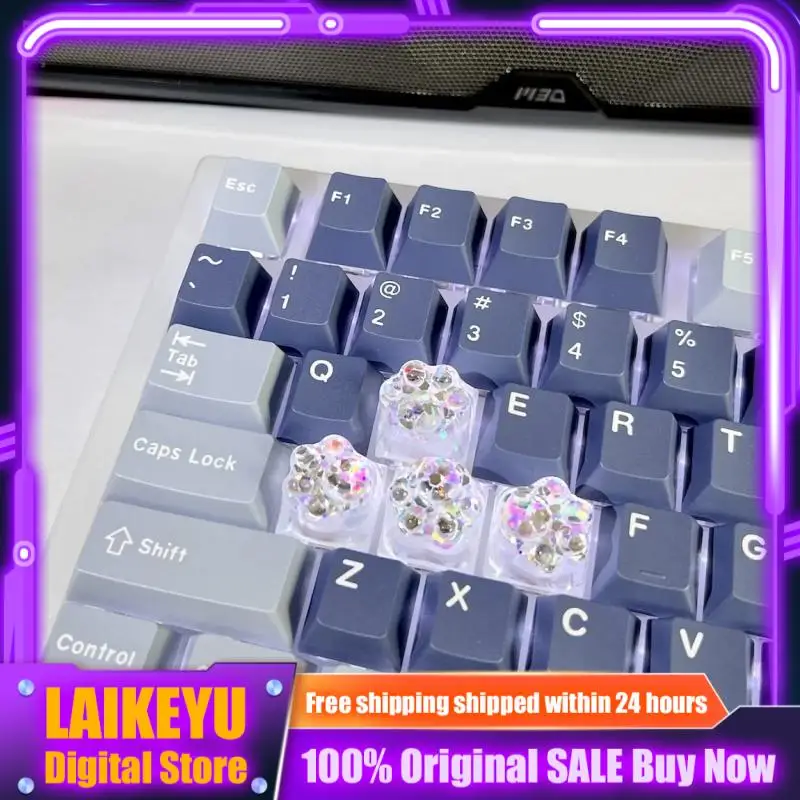 Flashing Laser Cat Claw Theme Mechanical Keyboard Cross Axis Pc Game Keyboard Accessories Collection Gifts Custom Keycaps