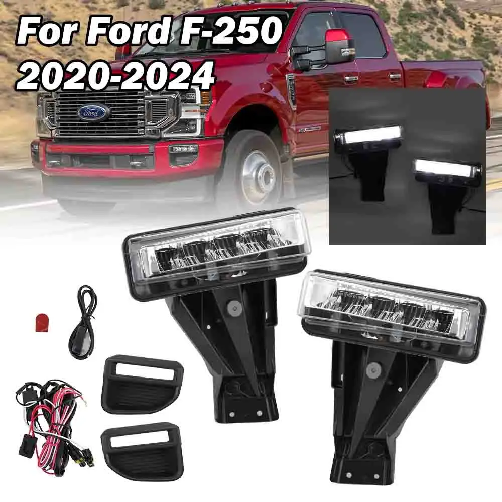 Couvercle de phare antibrouillard LED, budgétaire de conduite, accessoires de voiture, adapté pour Ford F250, F350, Super Duty 2020, 2021, 2022, 2023, 2024