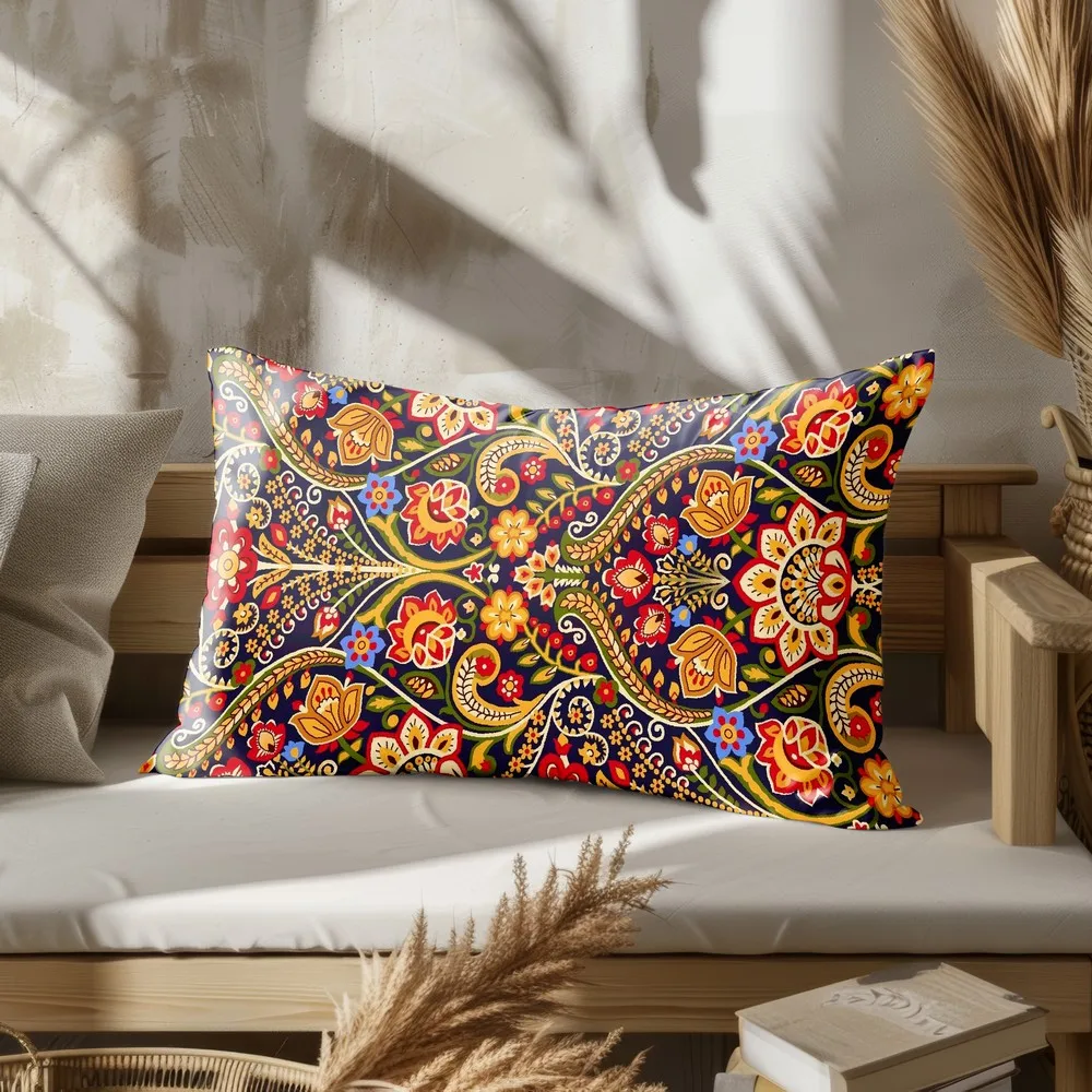 Home Decor Colorful Ethnic Pattern Pillow Covers Suitable For Sofa Bedroom Car Pillow Cover Cushion Rectangular Back Cushion