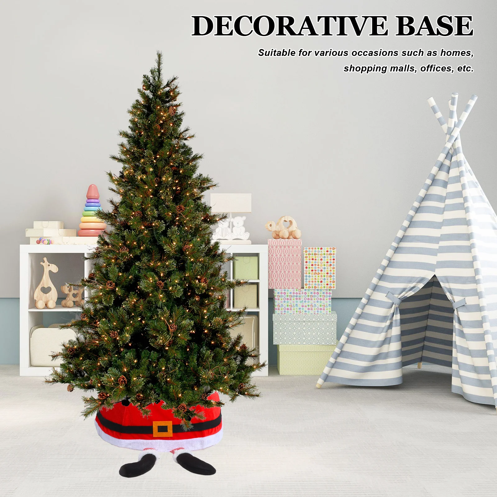 

Christmas Tree Collar Decorative Base Non-Woven Farmhouse Style Skirt For Xmas Tree Holiday Party Home Decoration
