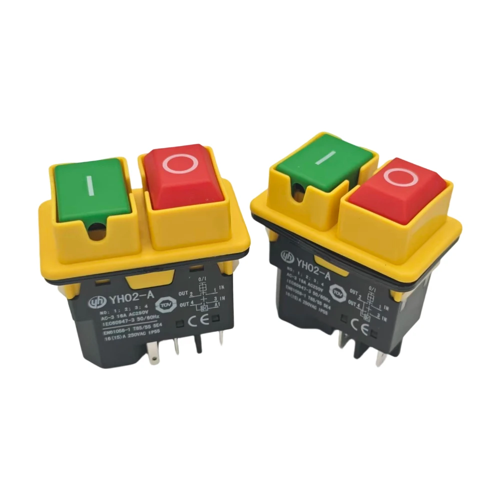 AC120V/220V green and red dual-button switch, 16A electromagnetic start/stop switch, mechanical power switch
