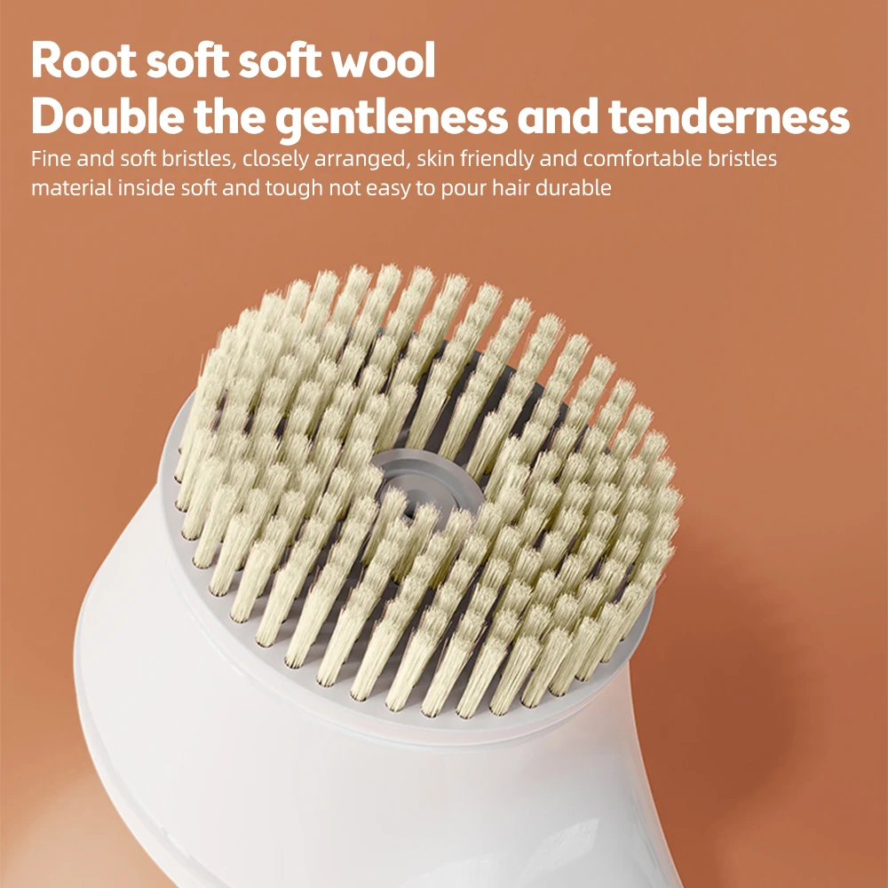 Electric shower brush, rechargeable, waterproof IPX7, 3-speed 6-in-1, wireless shower brush head, lazy scrubbing tool image 2