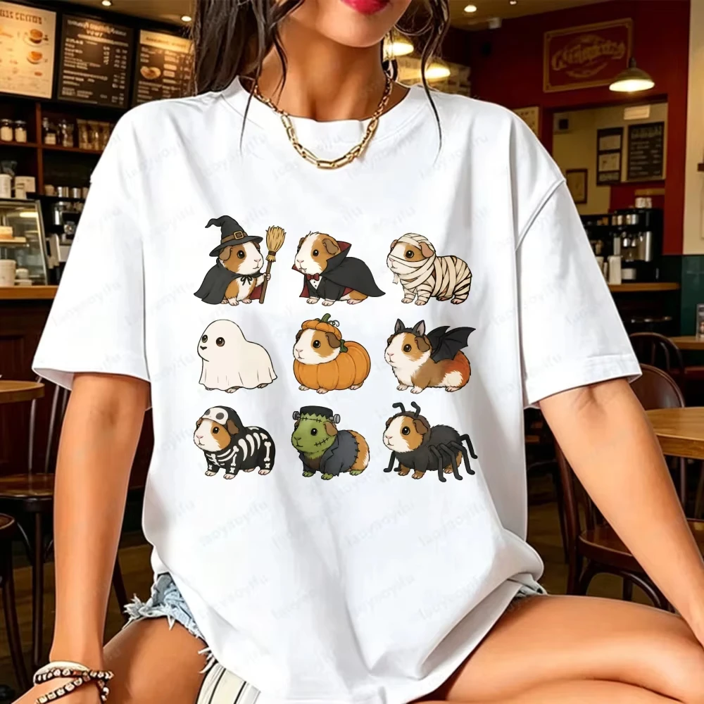 Funny Halloween Guinea Pig Shirt Cute Gifts Guinea Pig Mom T-Shirt Guinea Owner Gifts Cute Ghost Pumpkin Vampire Pet Tops