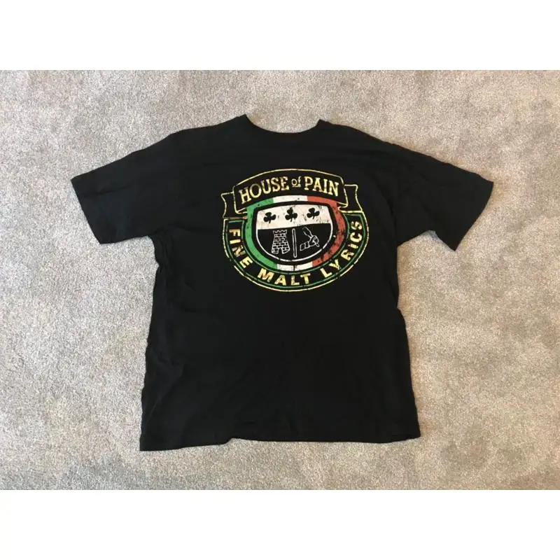 House Of Pain Fighting Irish FINE MALT LYRICS MenS Black XL Extra Large GOLD INK