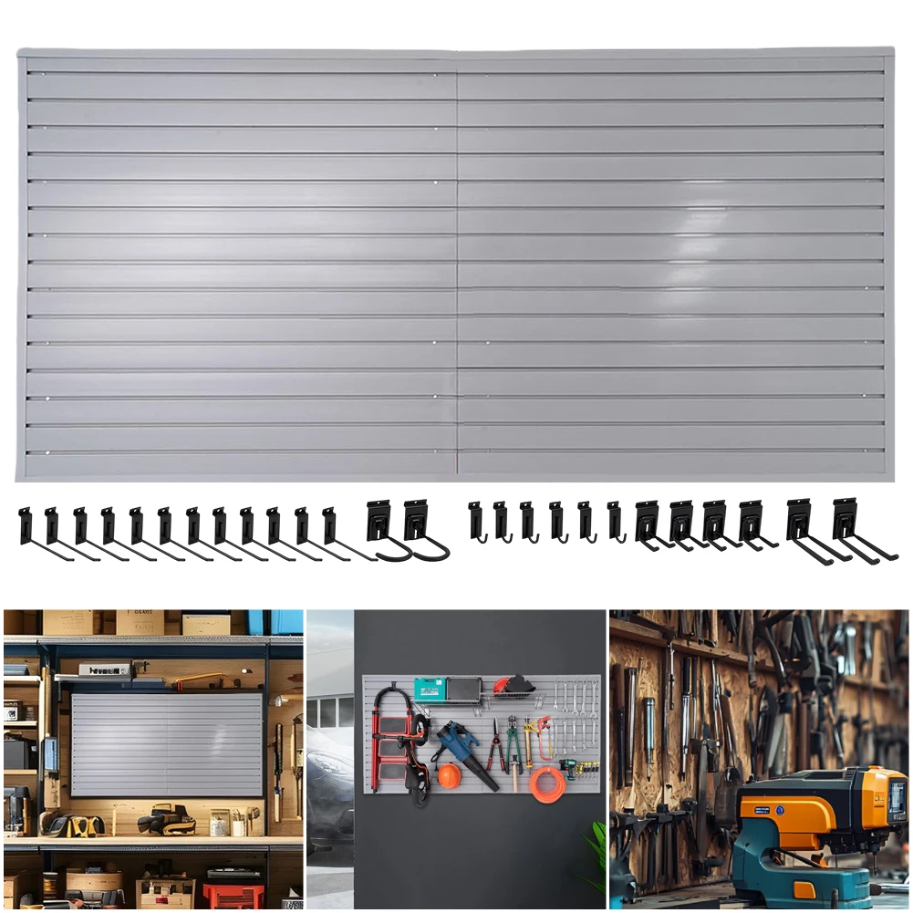 Peg Board Tool Organization 4x8 Ft Wall Panels Pegboard PVC Wall Rack for Garage Storage